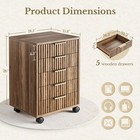 Black Walnut  Fluted File Cabinet For Home Office  Under Desk Storage Wood
