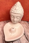 New Ceramic Buddha Head Small Incense Stick Burner Peace Zen Faith Ceramic White