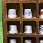 Vintage Wooden Miniature Display Case Thimble   Trinket Shelf Box 6 x8 