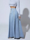 High Waist Button Down Long Denim Skirt Women s Street Style A-line Maxi Skirts 