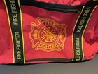 American Firewear Red Canvas Firefighter Fire Gear Bag W Strap   Handle Xl