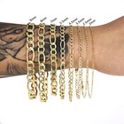 10k Yellow Gold 3 5mm-9mm Italian Figaro Chain Link Bracelet Mens Women 7  8  9 