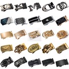Men Automatic Black Silver Ratchet Buckle Leather Belt Waist Strap Waistband Us