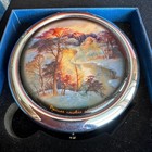 Vintage Russian Fedoskino Lacquer Painted Double Mirror Compact 3 