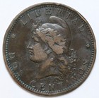 1885 Argentina Dos Centavos - Raw - Great Detail   Nice Vintage Coin