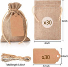 30pcs 4 X 6 Inch Burlap Gift Bags And 30pcs Tags With Drawstring  Wedding Hessia