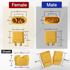 5pair Yellow Xt90 Male Female Bullet Connectors Rc Battery Plug Set - New
