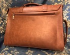 Faux Leather Laptop Tech Bag Messenger Ipad Briefcase Shoulder Strap Purse Brown
