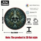 Vintage Gothic Skull   Flowers Metal Sign 2d Flat Round Plaque Wall Art Decor