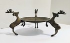Vintage Solid Brass Pillar Candle Holder Deer Raindeer 11 