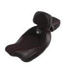 Red Stitching Passenger Driver Seat W  Backrest For Harley Touring 2009-2024 Us