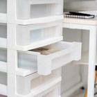 6 Drawer Storage Cart With Organizer Top  White And Pearl  14 25 In  L X 12 05 I