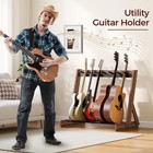 Mahancris Guitar Stand hardwood Rack For Multiple Walnut And Black