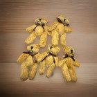 Miniature Lot Of 5 Jointed Teddy Bears With Bows Vintage 3   