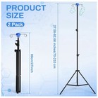 2pcs Portable Iv Pole Stand Foldable Adjustable 4 Hooks 3 Legs Aluminum Travel