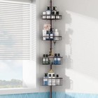 Corner Shower Caddy Tension Pole  Rustproof Shower Organizer With 4 Tier Bronze