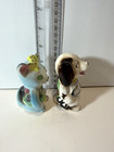 Vintage Rhinestone Eye Dog   Cat Salt   Pepper Shakers Anthropomorphic