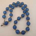 Antique African Style Light Blue Clear Glass Beads Necklace
