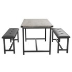       4pcs Kitchen Table Set With 2 Benches Dining Table Set With Upholstered Benche