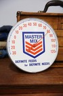 Vintage Master Mix Feeds Advertising Thermometer Farm Sign Usa No Glass