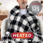 Sunbeam Heated Electric Microplush Blanket Black Buffalo Plaid 50x70 Free Ship