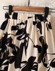 Women 6 Small Stretch Floral Ivory Cream Black Maxi Skirt Simple Elastic Waist