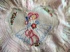 Vtg  Boudoir Pillow Cover Heart-shape Hand Embroider Southern Belle Ruffle Lace
