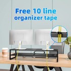 2 Tier Metal Dual Monitor Stand Riser Computer Office Desktop Organizer For
