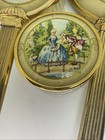 3 Piece Brass Vanity Dresser Set Mirror  Brush  Powder Victorian Courting Couple