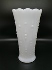 Beautiful Vtg Art Deco Style White Milk Glass Vase - Retro Hobnail Design 7 1 2
