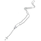 925 Sterling Silver Rosary Necklace 20    Prayer Chain 3mm Beads Cross Medal Mary