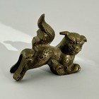 Chinese Brass Foo Dog Toggle Cord Pull Guardian Lion 2  1980s Vintage