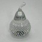 Bullicante Clear Glass Pear Paperweight Figurine Controlled Bubbles Clear Bottom