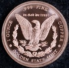 1 Oz Morgan  999 Fine Copper Round Bu