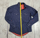 Vintage Stir Ups Western Pearl Snap Mens M Long Sleeve Shirt Blue Flannel Cowboy