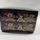 Chinese 3 Tier Wedding Basket Black And Oranges Oriental Scenic Hard Plastic