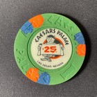 Caesars Palace Las Vegas Nevada  25 Casino Chip 1980s 3 Orange Navy Obsolete