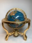 World Desk Globe Inlaid Semi Precious Gem Stones Brass Stand With Compass 10   