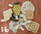 Lot Of 46 Vintage Handmade Doilies  Potholders  Tablecloth   Other