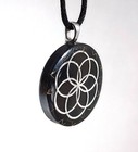 Orgonite Necklace Silver Seed Of Life Black Tourmaline   Shungite  Made In Usa