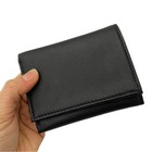 Soft Black Leather Trifold Wallet For Men - Cowhide