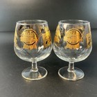 2 Vtg Beer Gold Logo Snifter Bar Glasses Set Miller Schlitz Budweiser Ballantine