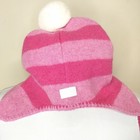 Coach Girls Lambswool Striped Beanie Hat W  Pom Pom Aviator Style M   L Pink