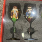 Neiman Marcus Clear Christmas Hand-painted Mixed Wine Glass Set Of 4