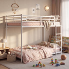 Twin Size Low Loft Bed kids Bunk Bed Twin Over Twin Frame low Metal Loft Bed