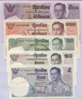 Thailand Set 5 Unc 5 10 20 100 500 Baht Nd 1969-1988 P 82 83 84 85 86