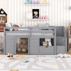 Twin Size Loft Bed With Staircase And Storage Drawer Kids Loft Bunk Beds Bedroom