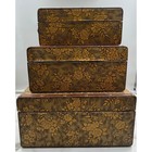 Vintage Style Floral Embossed Nesting Trunks Set Of 3 Gold Bronze Storage Chests