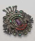 1950s Matilde Poulat Sterling Jeweled Pin Brooch  Matl Mexico 