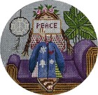 Needlepoint Handpainted Gayla Elliot Hippie Stitching Girl 5 